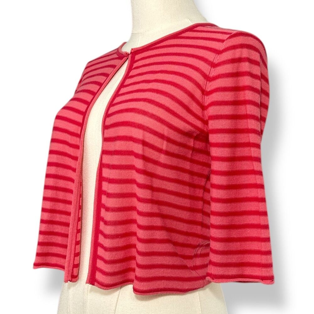 Armani Collezioni 3/4 Sleeve Cropped Cardigan Pink/Orange Semi Sheer Wm Sz 2